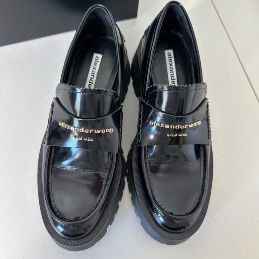 Alexander Wang Carter Lug Loafers Size‎ 8 Eu 38 Black Patent Leather